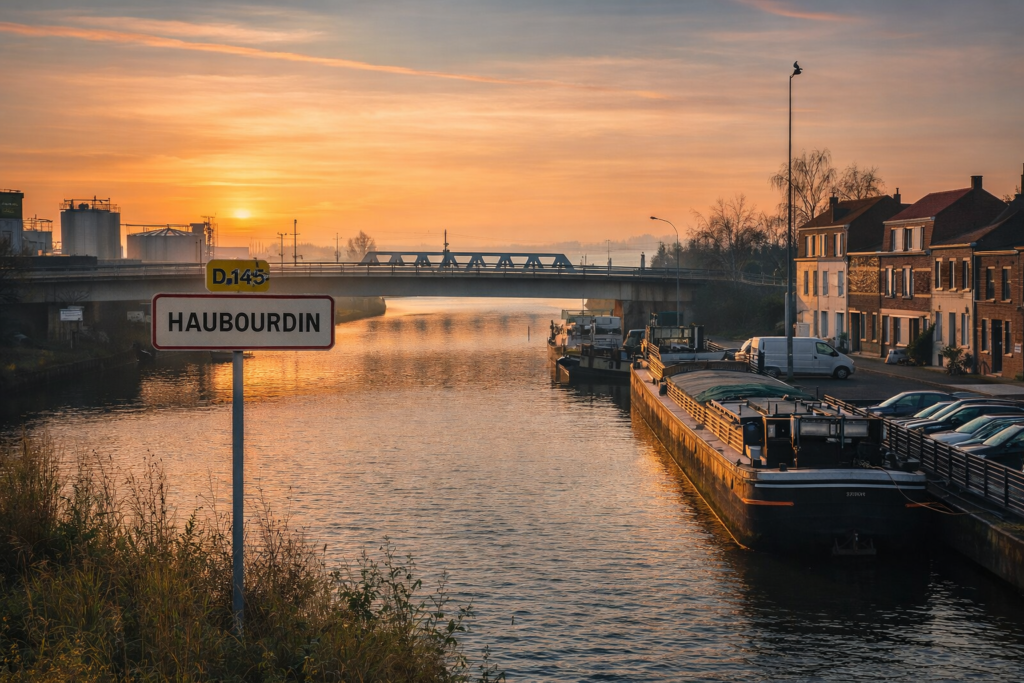 Haubourdin vue sur la Deûle et les péniches